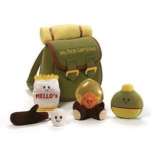 Baby GUND My First Campout Stuffed Plush Toy Backpack Fire Sounds WORKS VIDEO